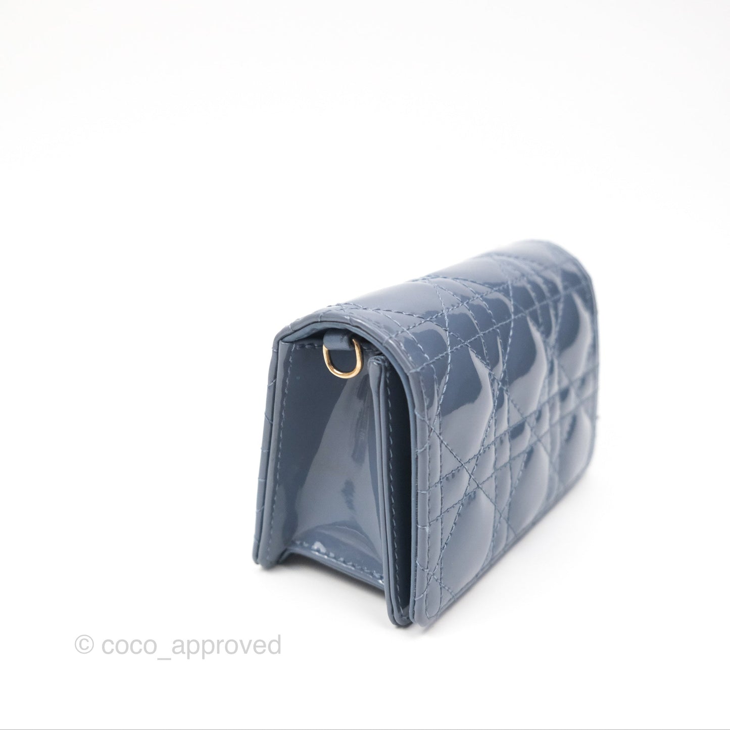 Christian Dior Nano Lady Dior Pouch Cloud Blue Cannage Patent