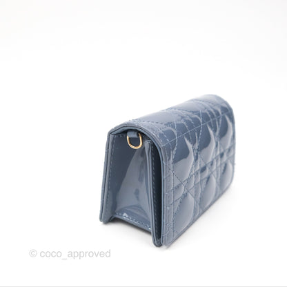 Christian Dior Nano Lady Dior Pouch Cloud Blue Cannage Patent