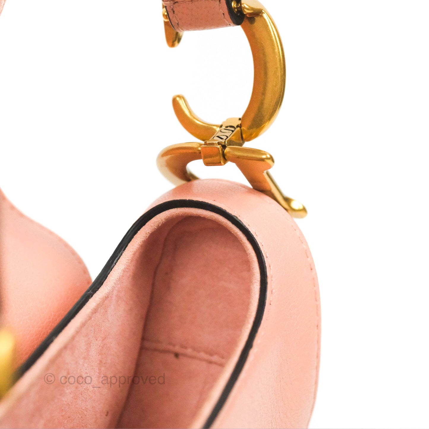 Christian Dior Mini Saddle Bag Pink Goatskin Gold Hardware