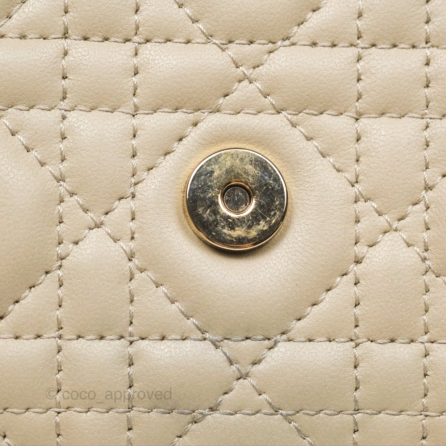 Christian Dior My Dior Daily Chain Pouch Sand-Colored Cannage Lambskin Gold Hardware