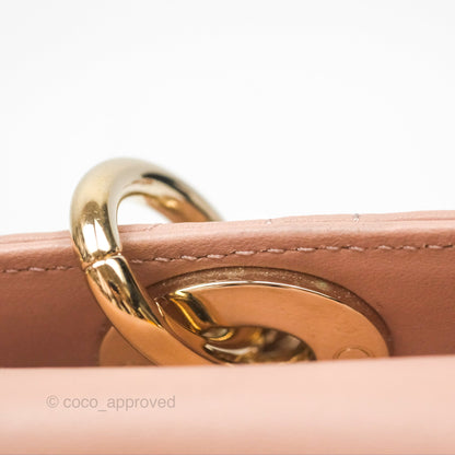 Christian Dior Medium Lady D-Joy Nude Pink Lambskin Heart Quilted