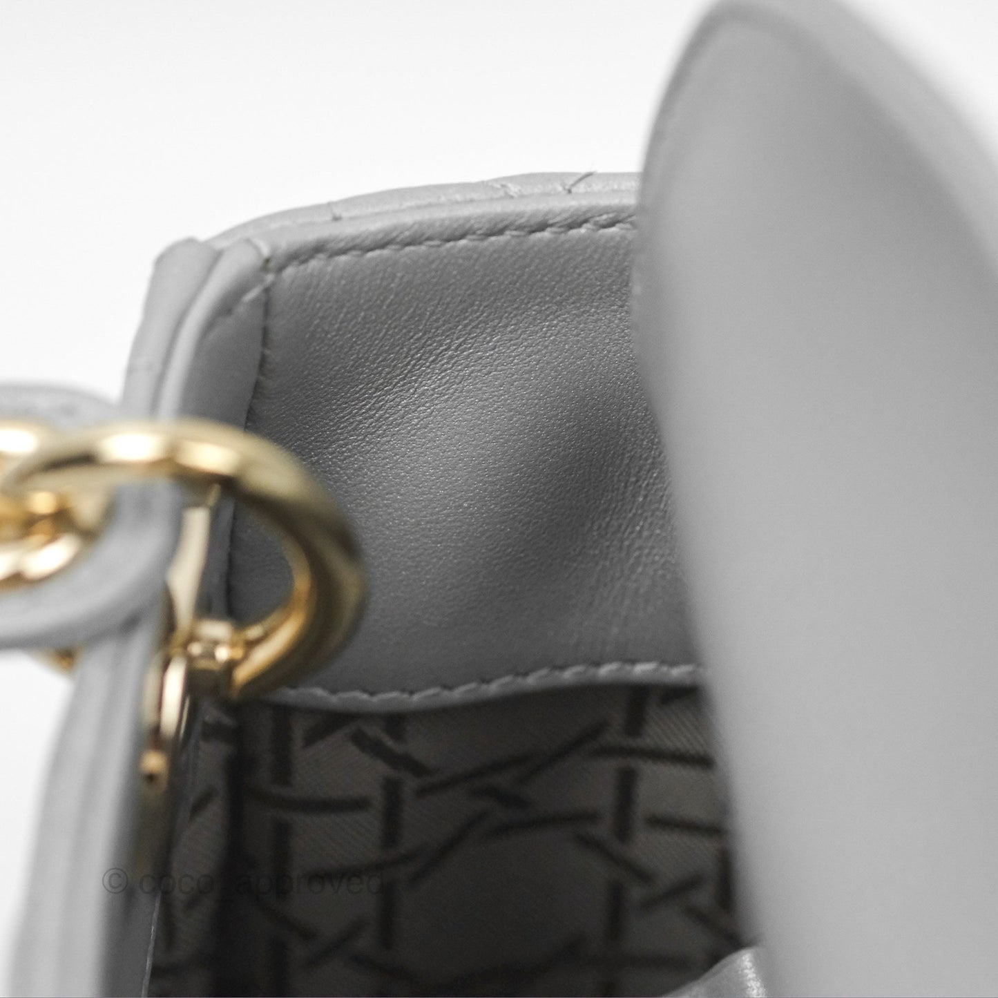 Christian Dior Mini Lady Dior Opaline Gray Pearlescent Cannage Lambskin