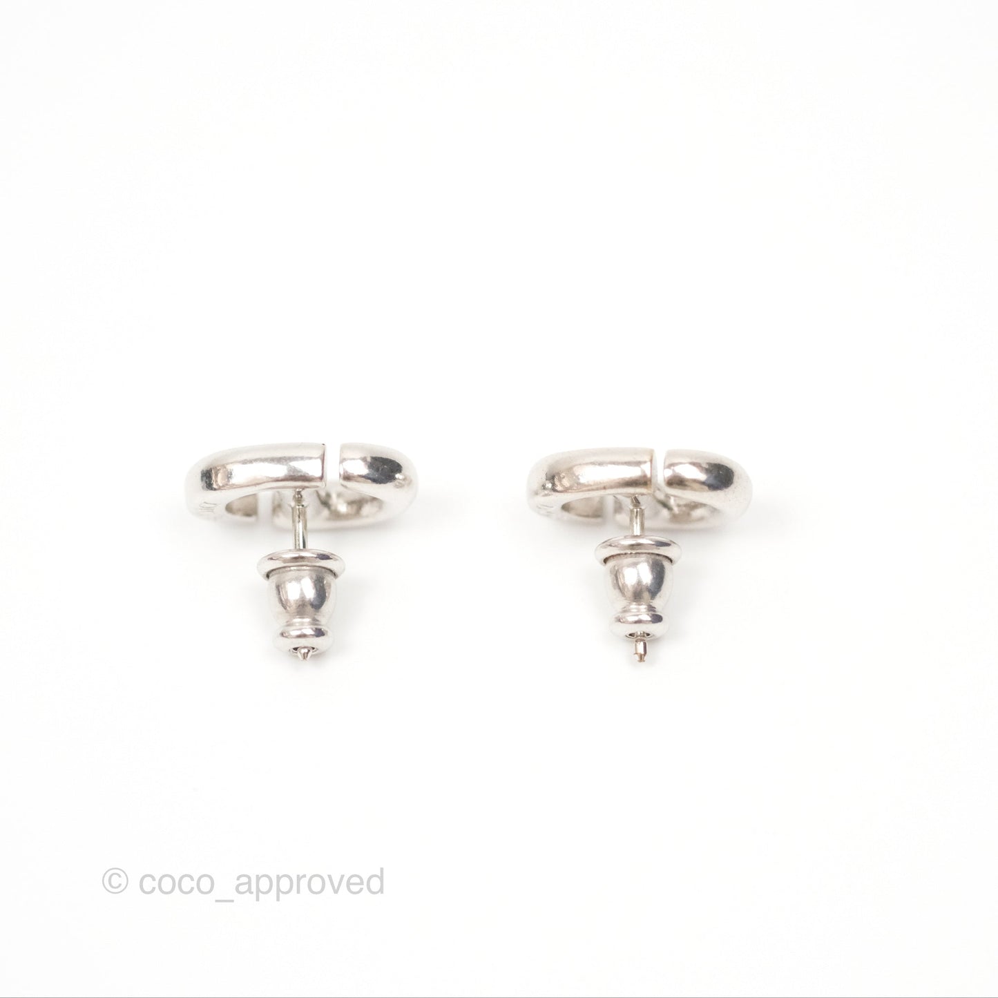 Christian Dior CD Earrings Silver Tone