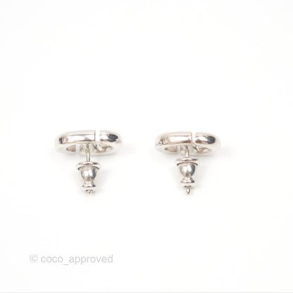 Christian Dior CD Earrings Silver Tone