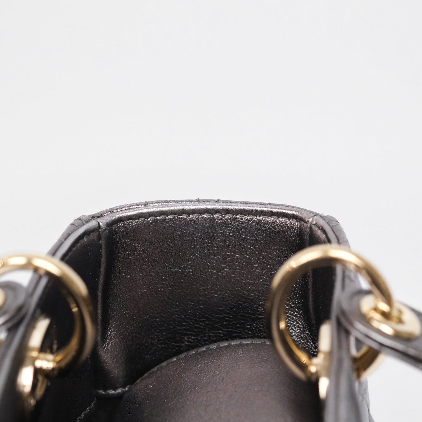Christian Dior Medium Lady Dior Metallic Dark Grey Lambskin Gold Hardware