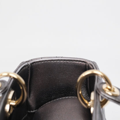 Christian Dior Medium Lady Dior Metallic Dark Grey Lambskin Gold Hardware