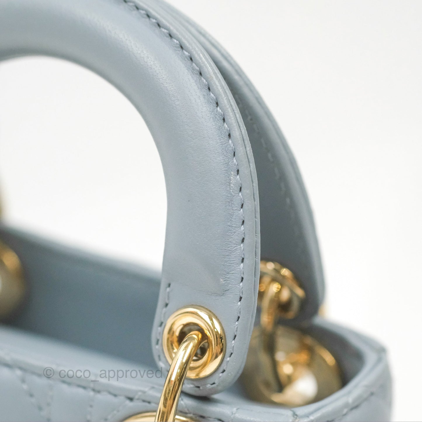Christian Dior Micro Lady Dior Cannage Blue Grey Lambskin Gold Hardware