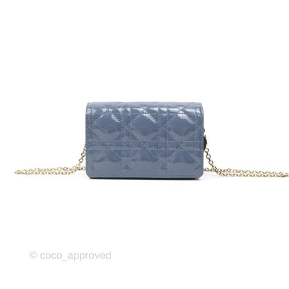 Christian Dior Nano Lady Dior Pouch Cloud Blue Cannage Patent