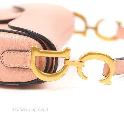 Christian Dior Mini Saddle Bag Pink Goatskin Gold Hardware