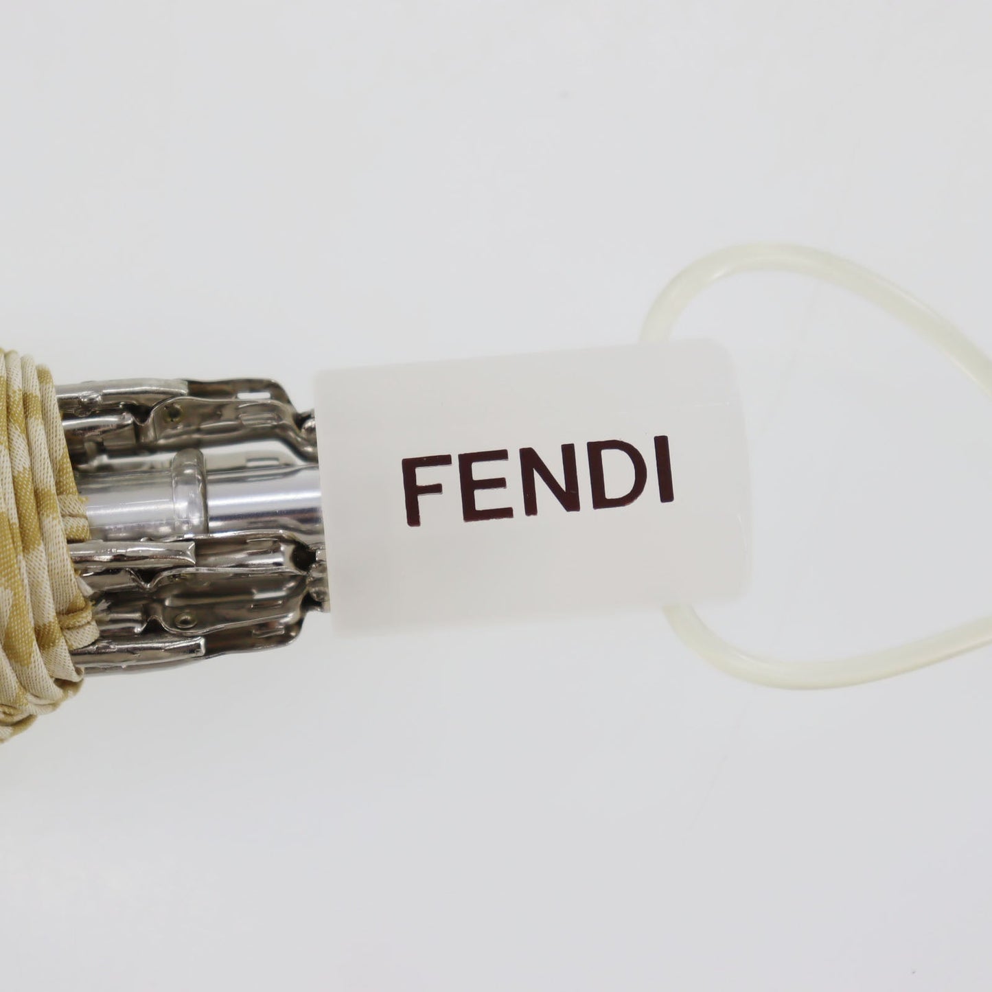 FENDI Zucca  Folding Umbrella Beige Nylon Vintage #EA473