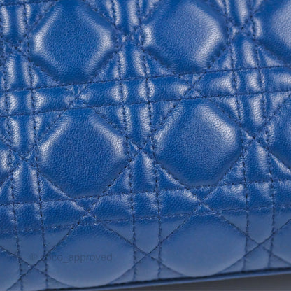 Christian Dior Medium Lady Dior Cannage Dark Blue Lambskin Silver Hardware
