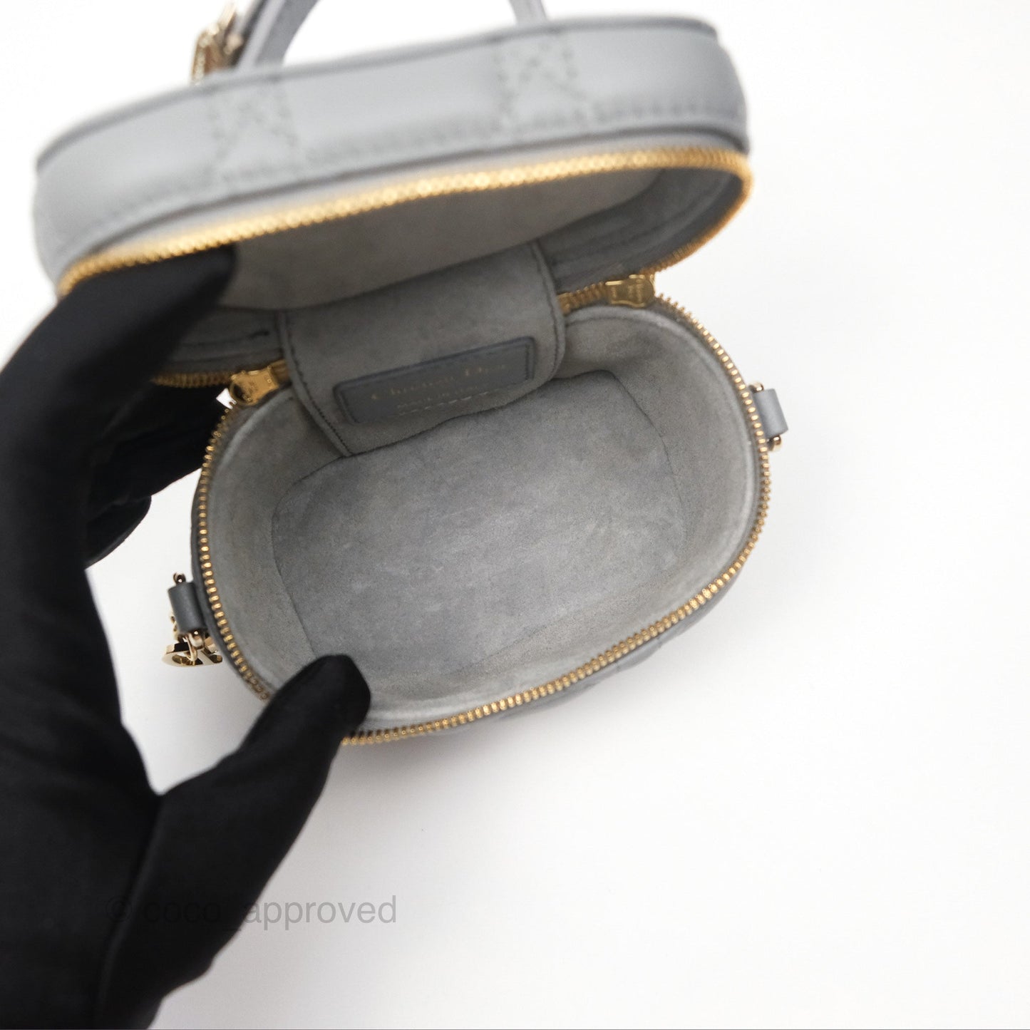 Christian Dior Micro Lady Dior Vanity Case Grey Cannage Lambskin