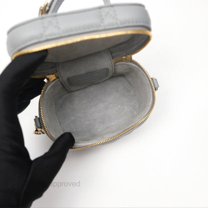 Christian Dior Micro Lady Dior Vanity Case Grey Cannage Lambskin