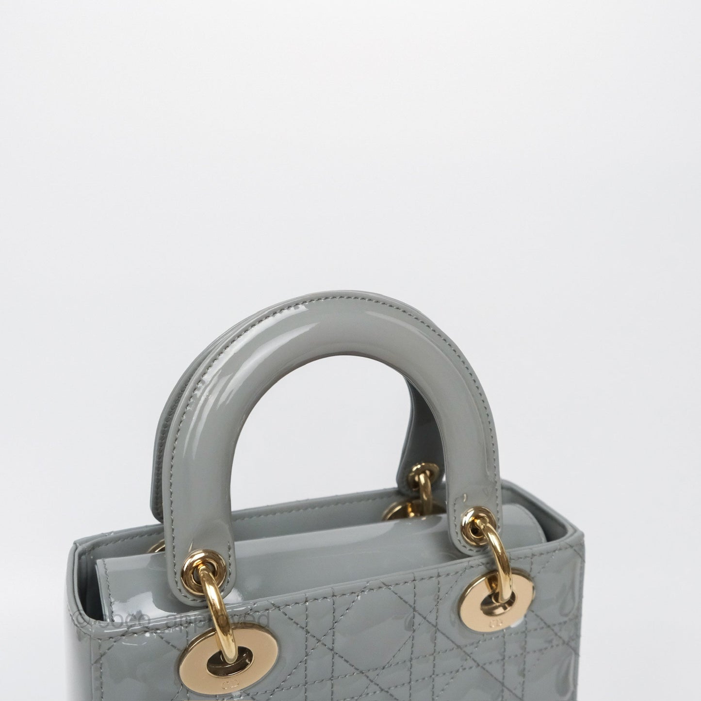 Christian Dior Lady Dior Grey Patent Gold Hardware