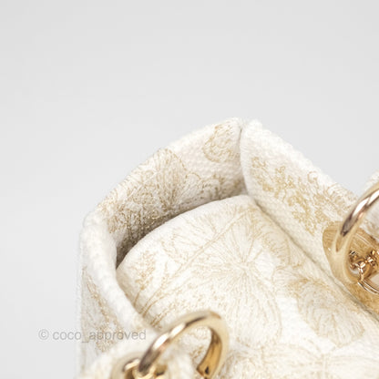 Christian Dior Medium Lady D-Lite Bag Dior Jardin d'Hiver Embroidery White