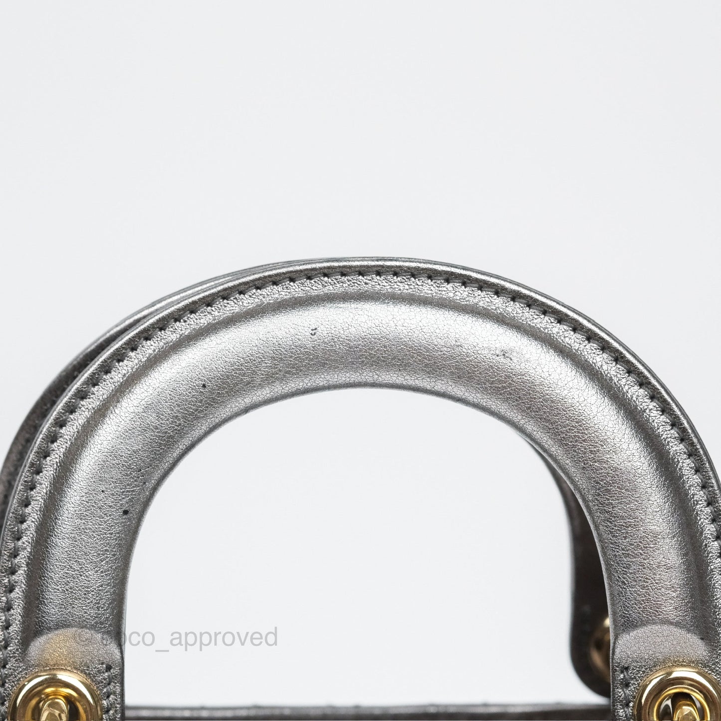 Christian Dior Mini Lady Dior Metallic Dark Grey Lambskin Cannage Gold Hardware