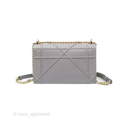 Christian Dior Medium Diorama Calfskin Flap Bag Grey Gold Hardware