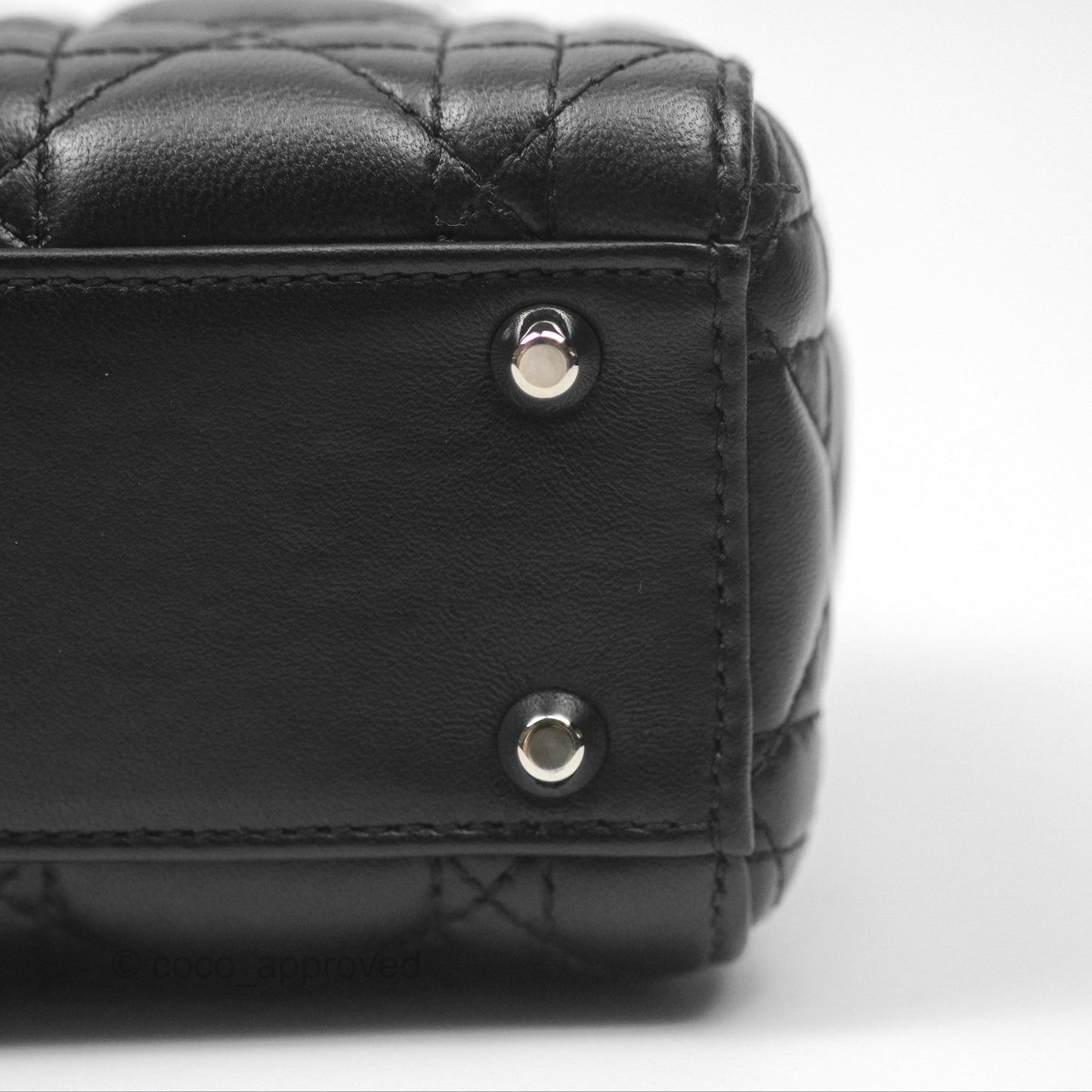 Christian Dior Cannage Mini Lady Dior Black Silver Hardware