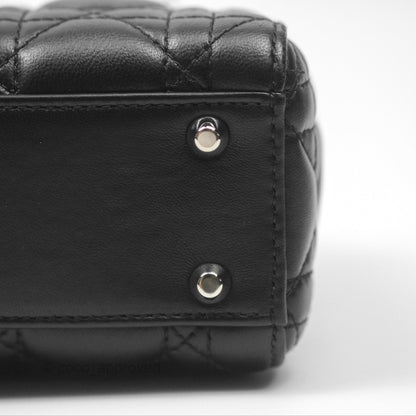 Christian Dior Cannage Mini Lady Dior Black Silver Hardware