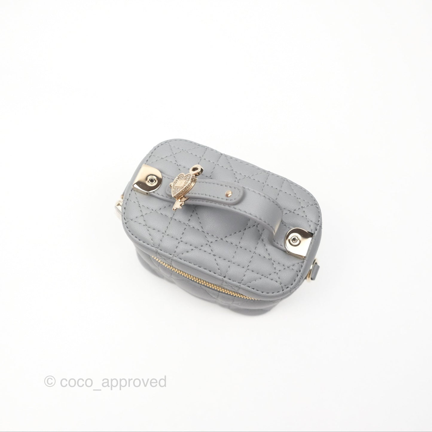 Christian Dior Micro Lady Dior Vanity Case Grey Cannage Lambskin
