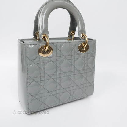 Christian Dior Lady Dior Grey Patent Gold Hardware