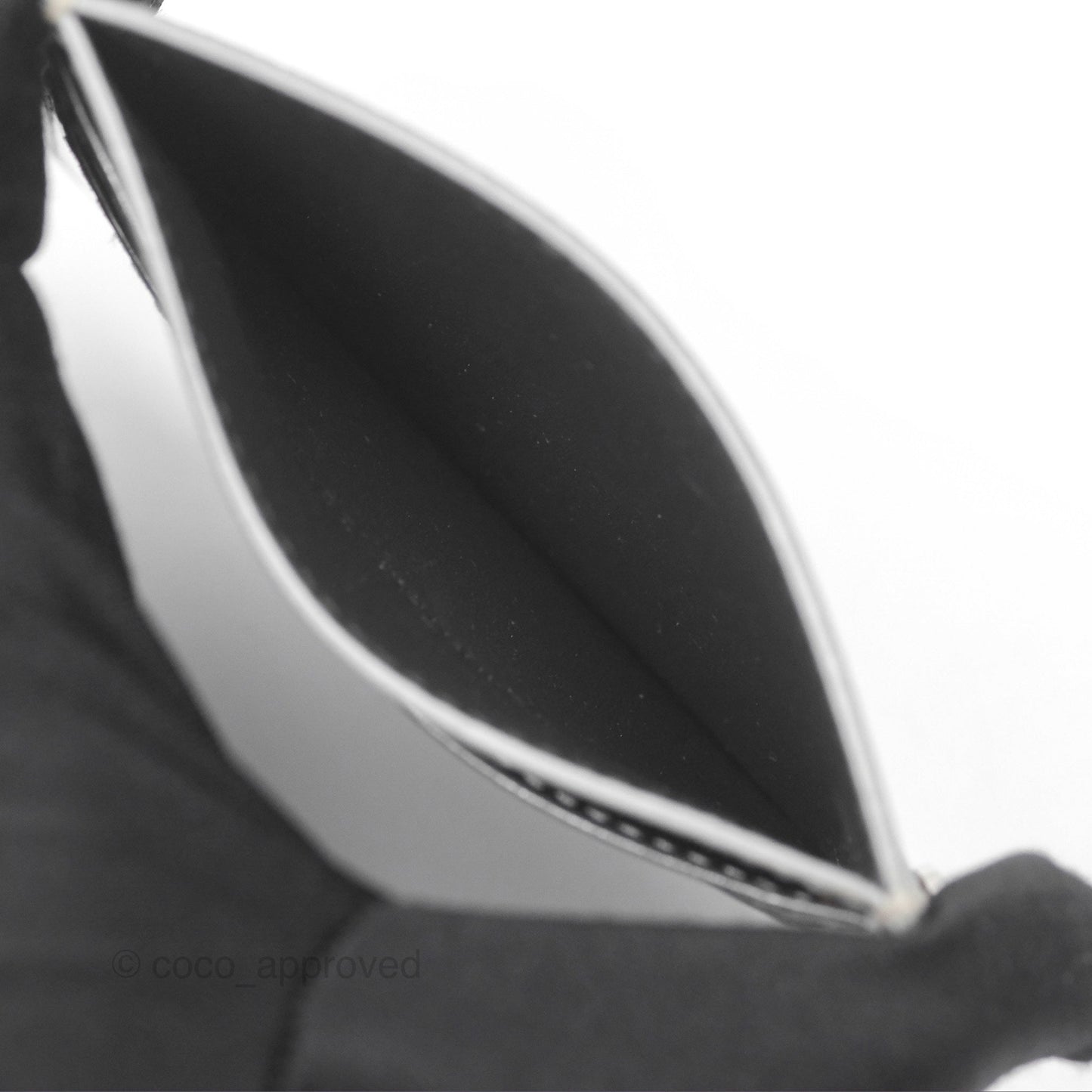 Christian Dior Metallic Sliver Card Holder Silver Hardware