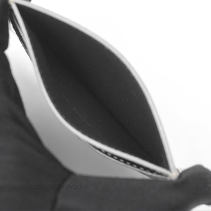 Christian Dior Metallic Sliver Card Holder Silver Hardware