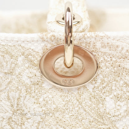 Christian Dior Medium Lady D-Lite Bag Dior Jardin d'Hiver Embroidery White