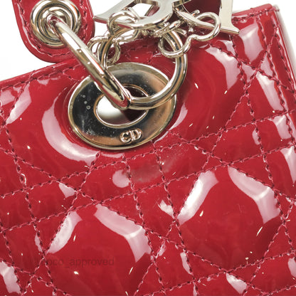 Christian Dior Medium Lady Dior Red Patent Silver Hardware