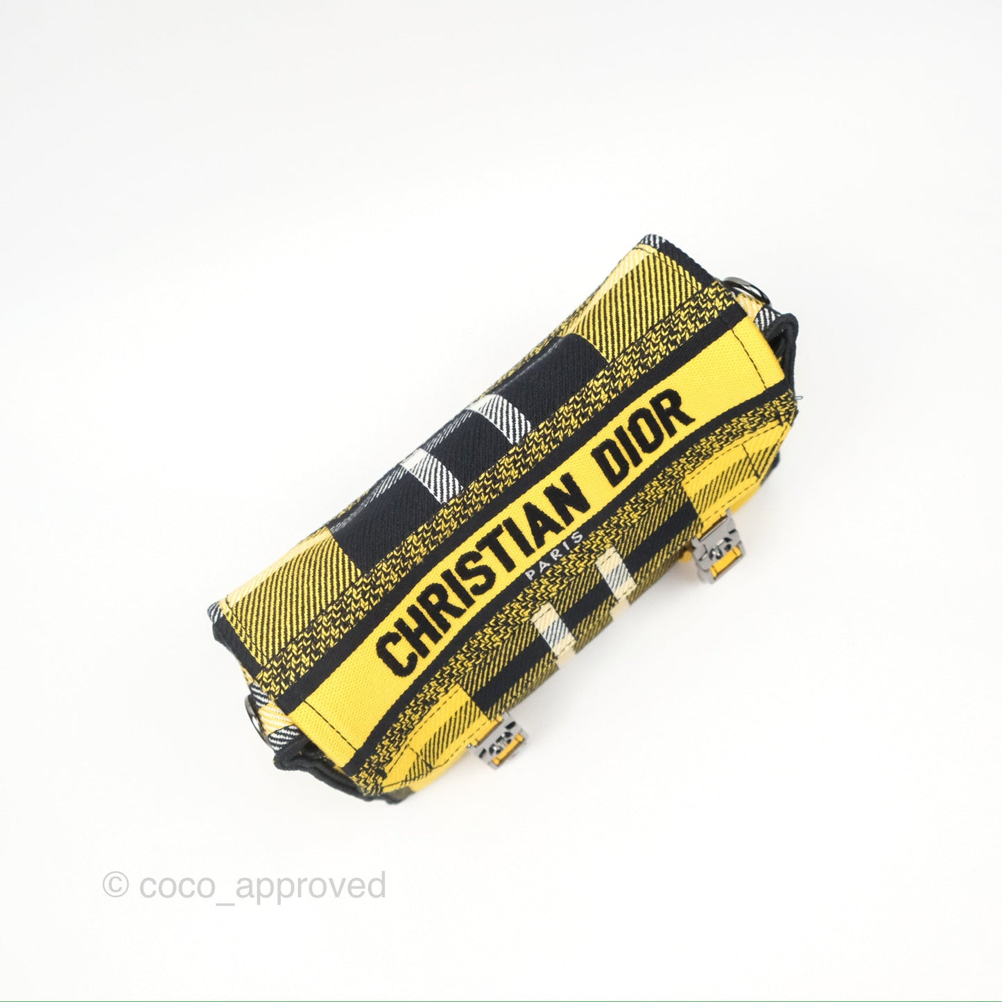 Christian Dior Small Diorcamp Bag Yellow Black Checkered Embroidery
