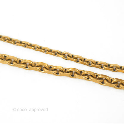 Dior CD Star Chain Choker Necklace Antique Gold Tone