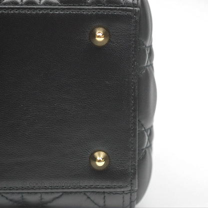 Christian Dior Medium Lady Dior Black Lambskin Gold Hardware