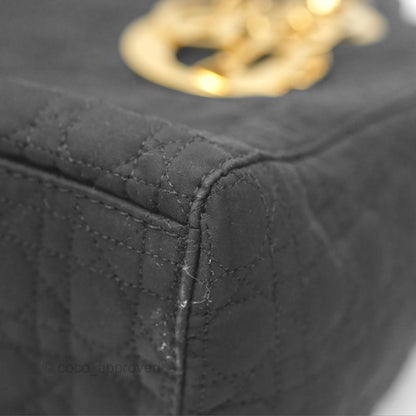 Christian Dior Vintage Medium Cannage Fabric Black Lady Dior Gold Hardware