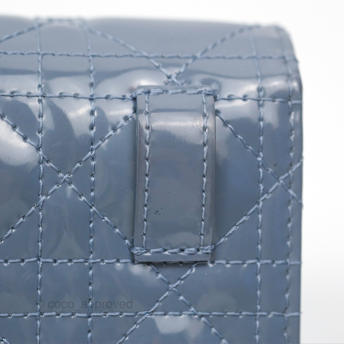 Christian Dior Nano Lady Dior Pouch Cloud Blue Cannage Patent