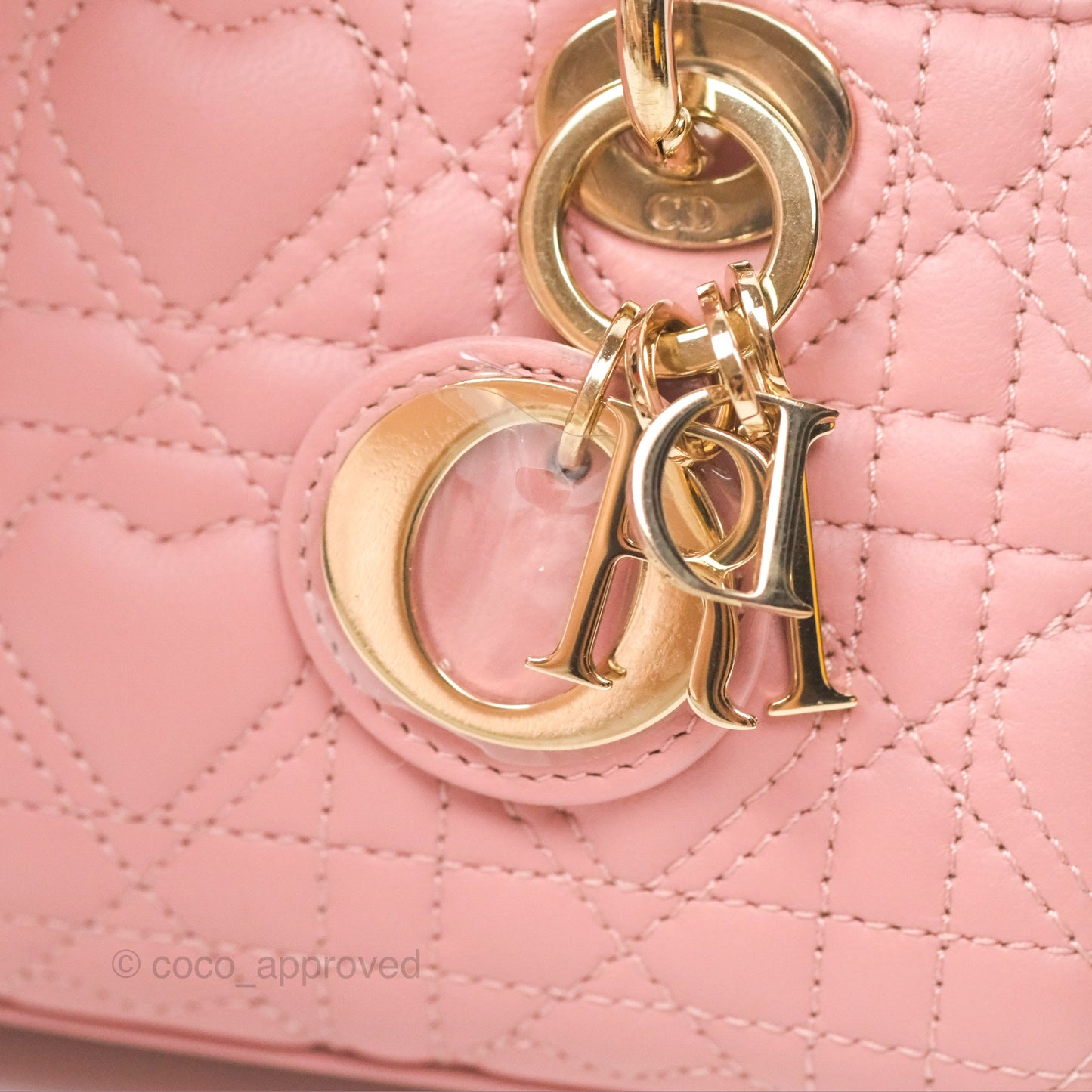 Christian Dior Lady D-Joy Micro Bag Antique Pink Lambskin Heart Quilted