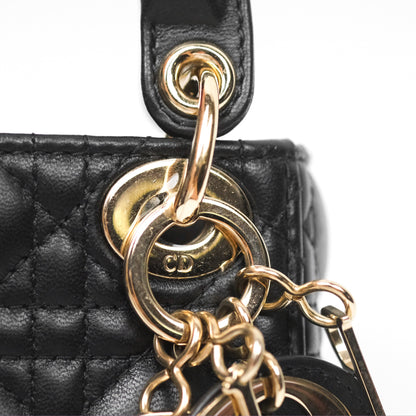 Christian Dior Micro Lady Dior Black Lambskin Gold Hardware