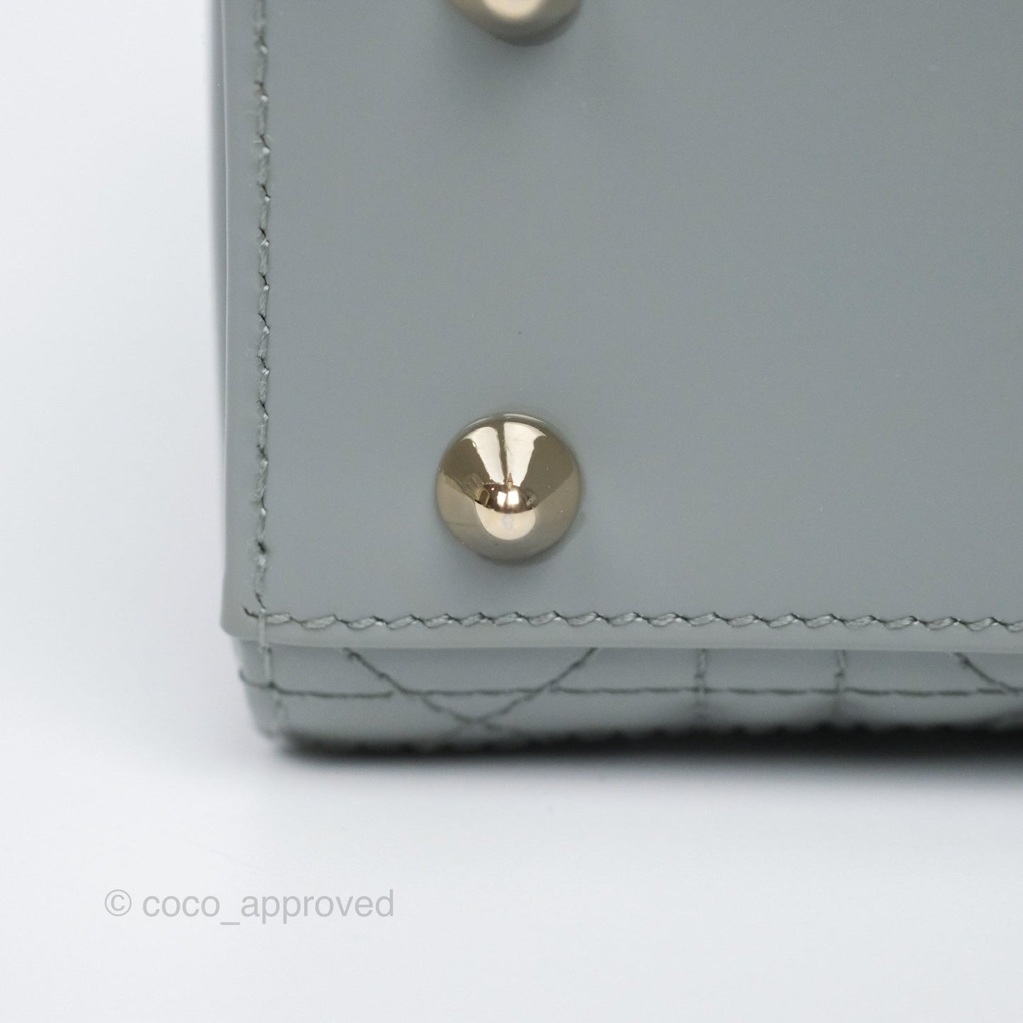 Christian Dior Lady Dior Grey Patent Gold Hardware
