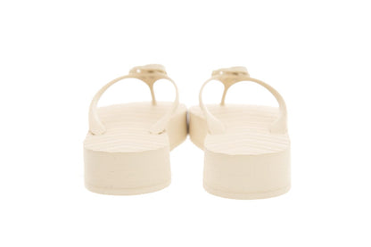 Gucci Ivory Rubber Logo Flip Flop Sandals SZ 39
