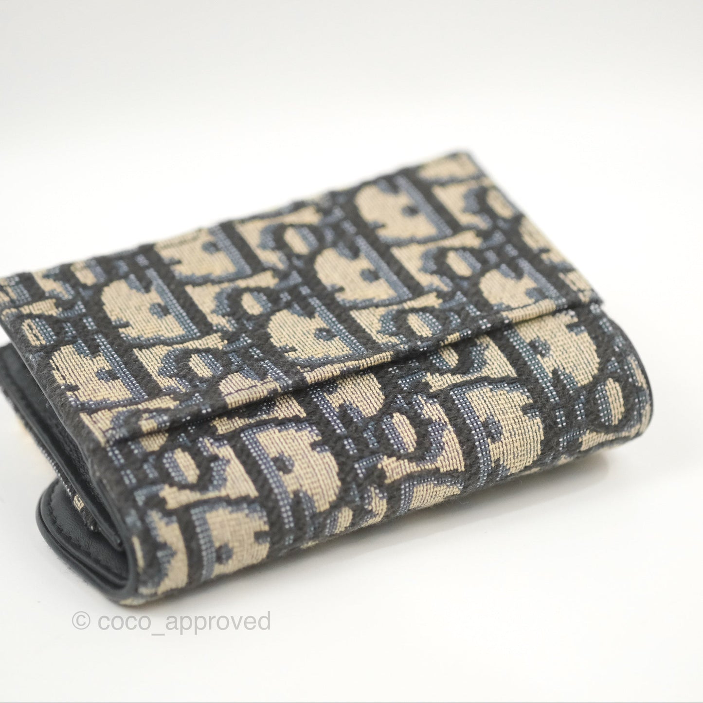 Christian Dior Saddle Flap Card Holder Blue Dior Oblique Jacquard