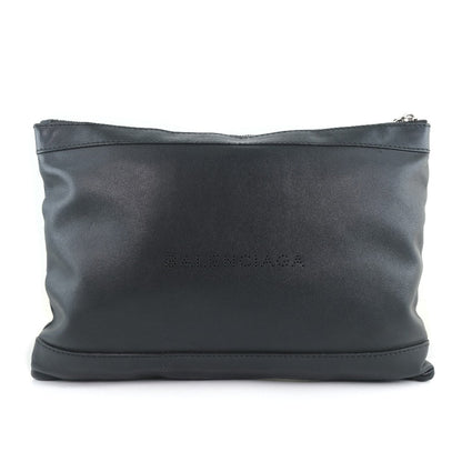 BALENCIAGA business bag 37373 Calfskin black Clutch bag Navy clip M unisex(Unisex)
