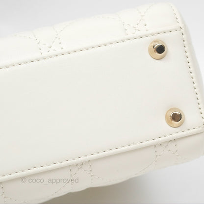 Christian Dior Mini Lady Dior Latte Cannage Lambskin Gold Hardware