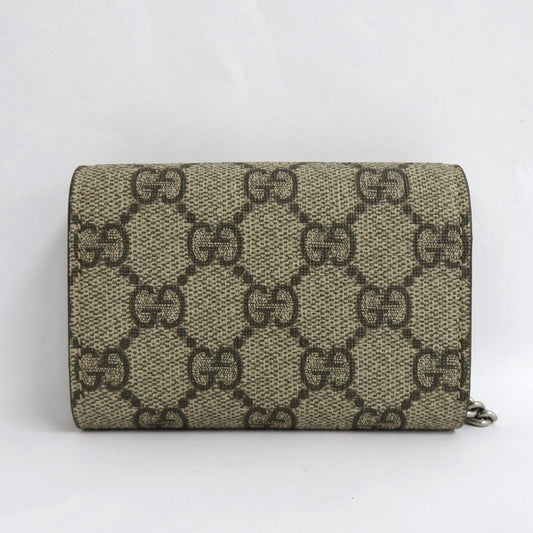 Gucci Dionysus GG Supreme Chain Coinpass 574930 Wallet Beige Brown Silver G  Leather  Mens