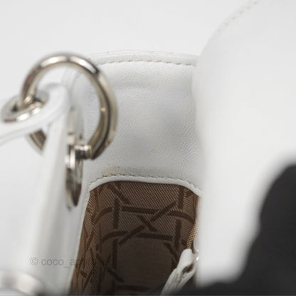 Christian Dior Cannage Mini Lady Dior White Silver Hardware
