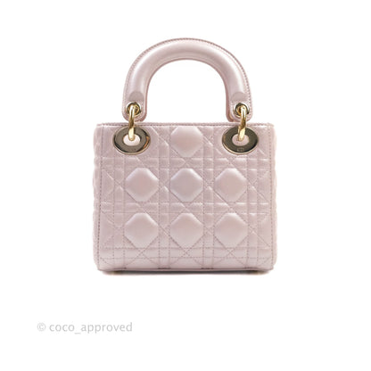 Christian Dior Calfskin Cannage Mini Lady Dior Light Pink