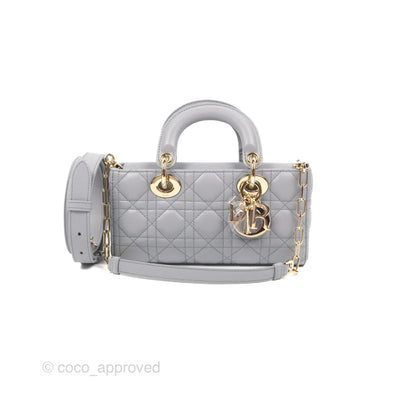 Dior Small Lady D-Joy Bag Grey Lambskin Cannage Gold Hardware