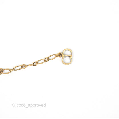 Dior J'adior Ribbon Choker Necklace Black Aged Gold Tone