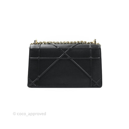 Christian Dior Small Diorama Calfskin Flap Bag Black Gold Hardware