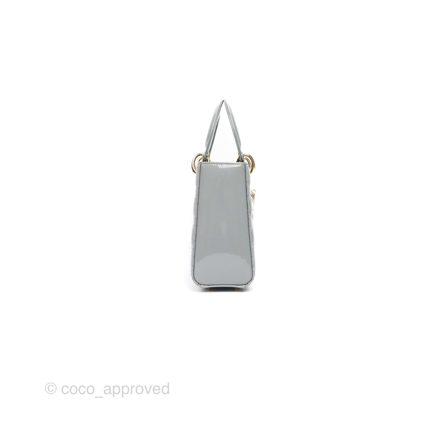 Christian Dior Lady Dior Grey Patent Gold Hardware