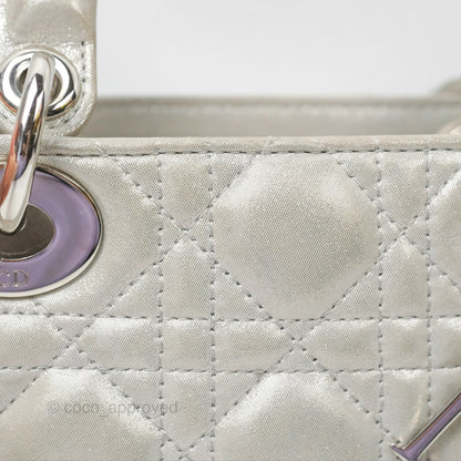Christian Dior Mini Lady Dior Metallic Silver Nubuck Silver Hardware