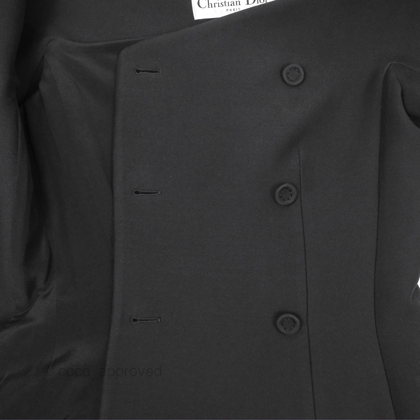 Christian Dior Off-The-Shoulder Double-Breasted Jacket Black Wool Silk Size 34